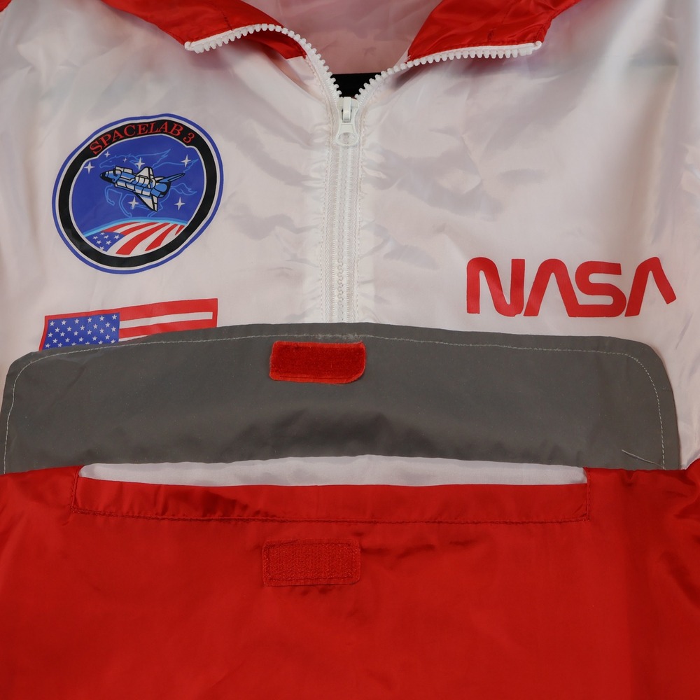 Hyper Space Mens S Windbreaker Red White NASA Explorer Space Lab 3 Patch Hooded - Picture 10 of 11